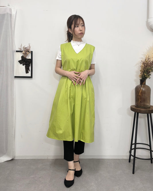 防水 ジャンスカエプロンドレス Lime