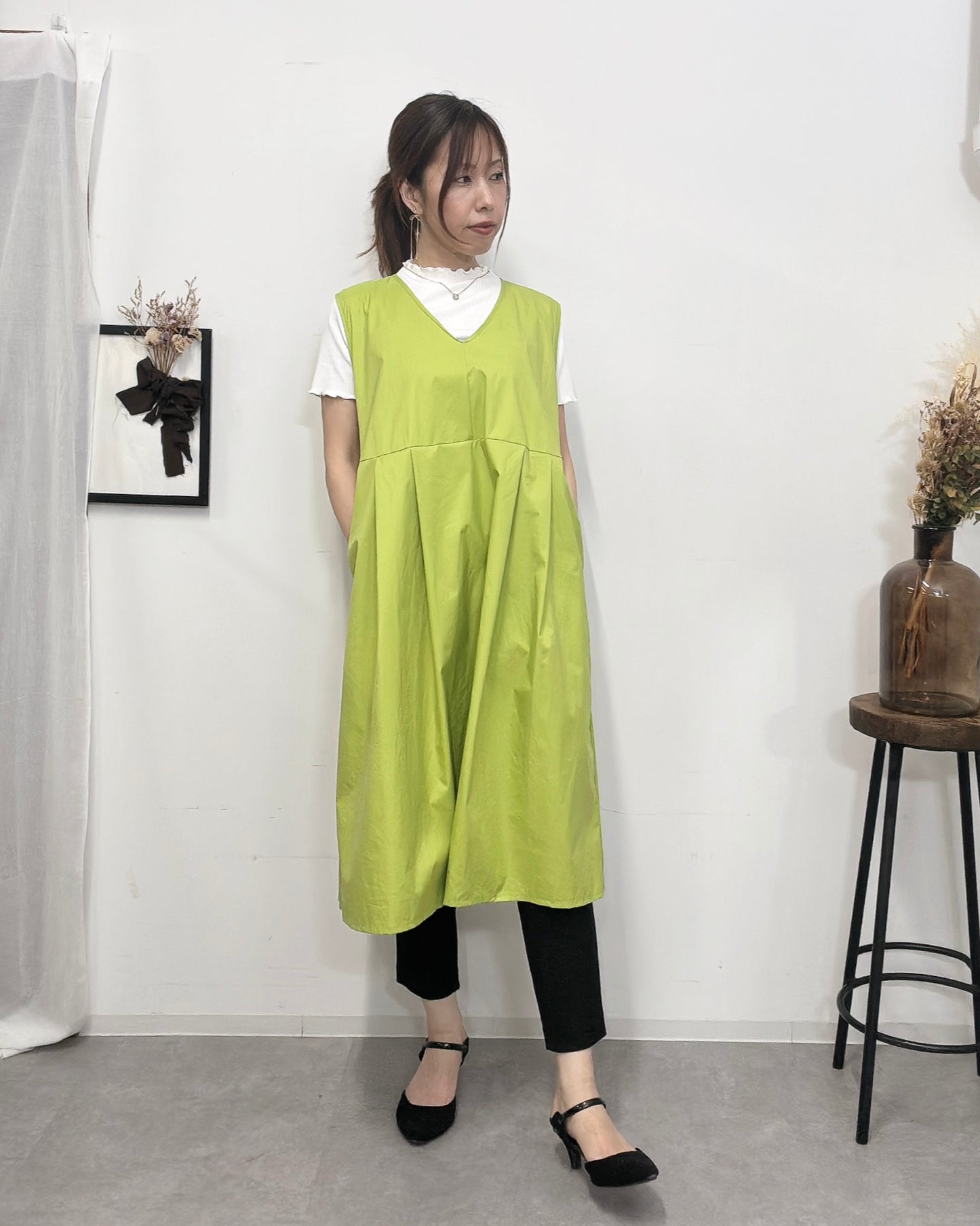 【テスト用】防水 ジャンスカエプロンドレス Lime