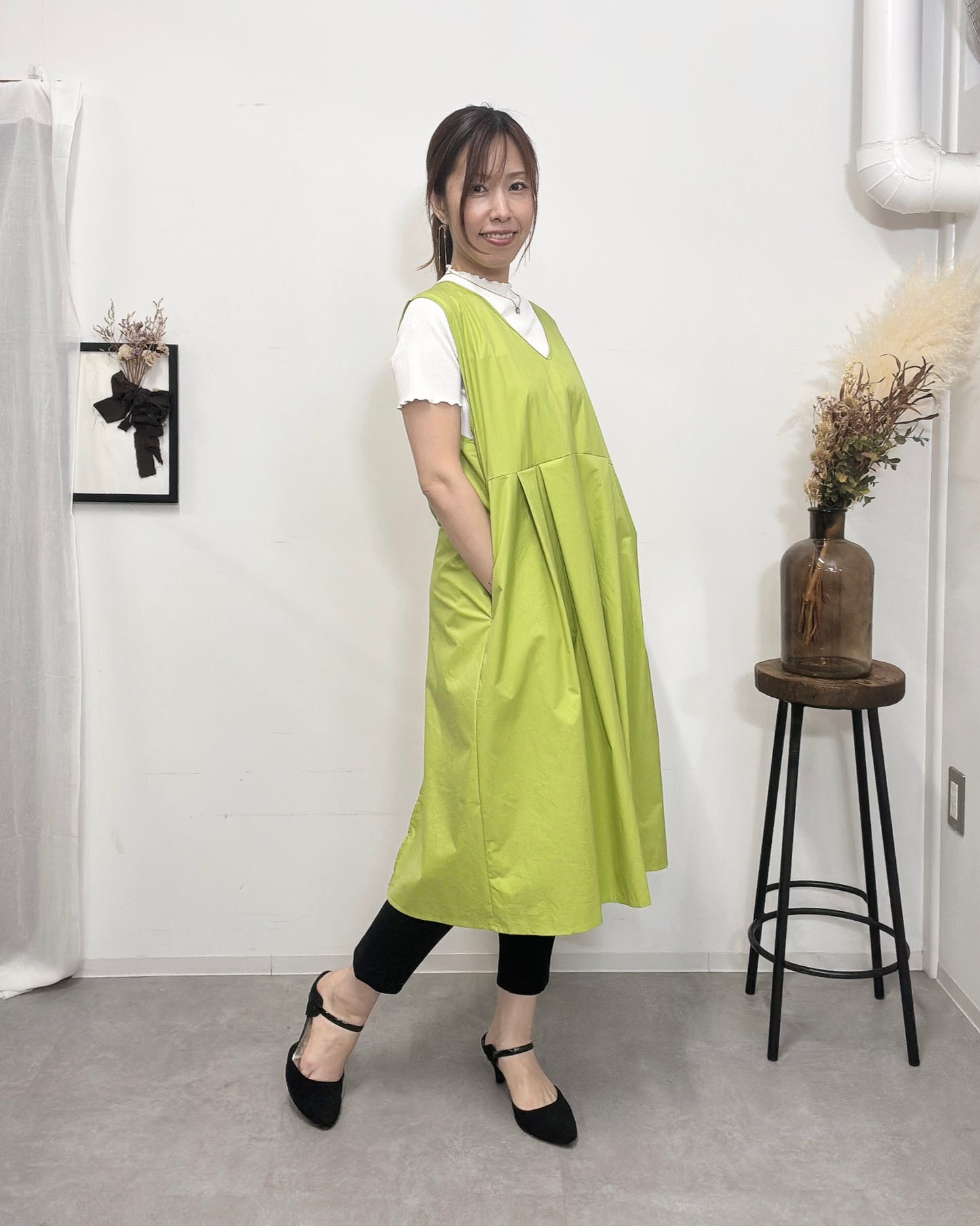 【テスト用】防水 ジャンスカエプロンドレス Lime