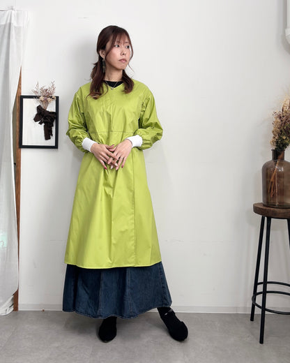 防水 長袖エプロンドレス Lime