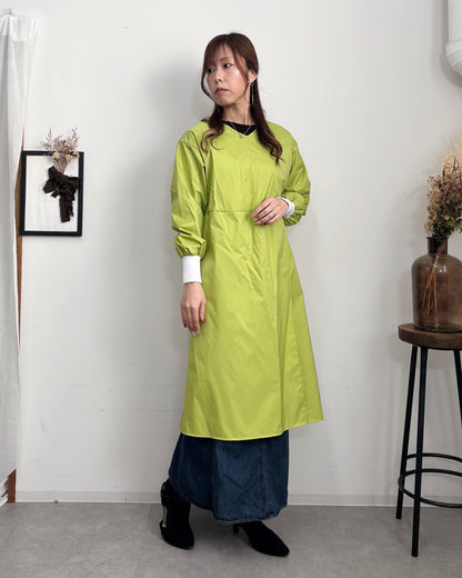 防水 長袖エプロンドレス Lime