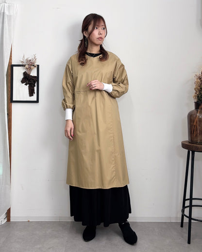 防水 長袖エプロンドレス Camel