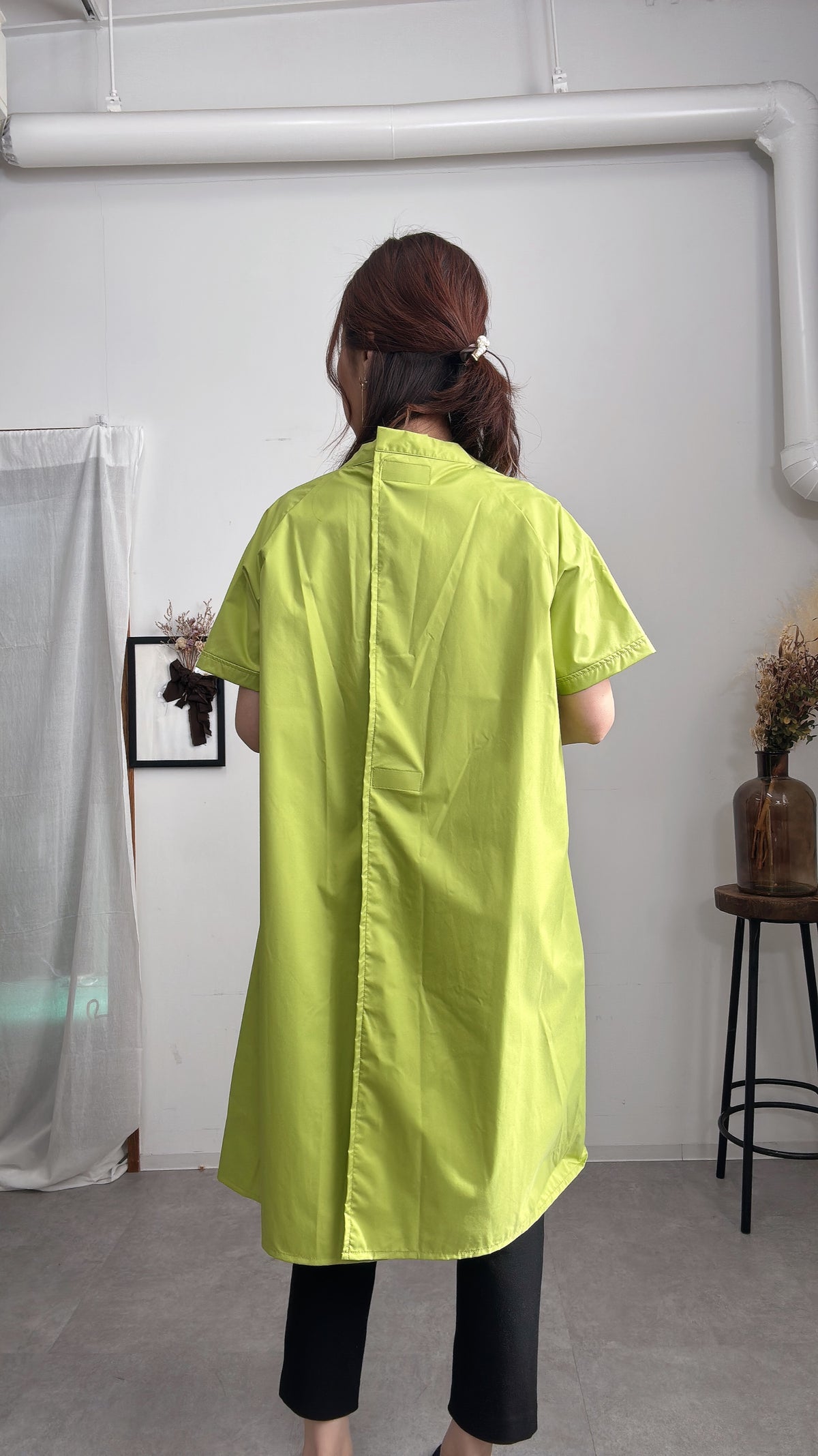 防水 半袖エプロンドレス Lime