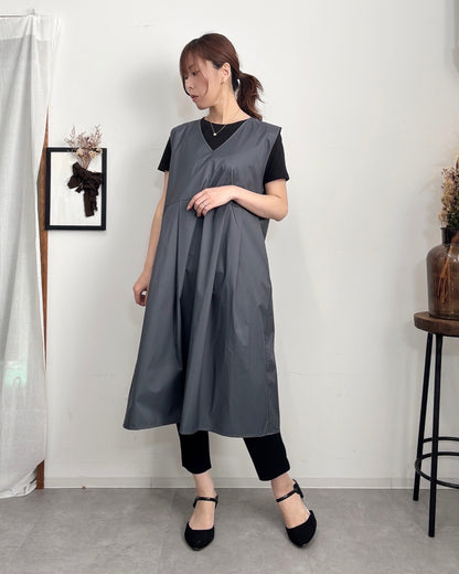 防水 ジャンスカエプロンドレス Dark Gray