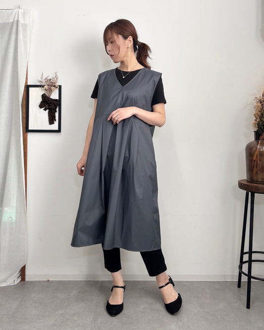 防水 ジャンスカエプロンドレス Dark Gray