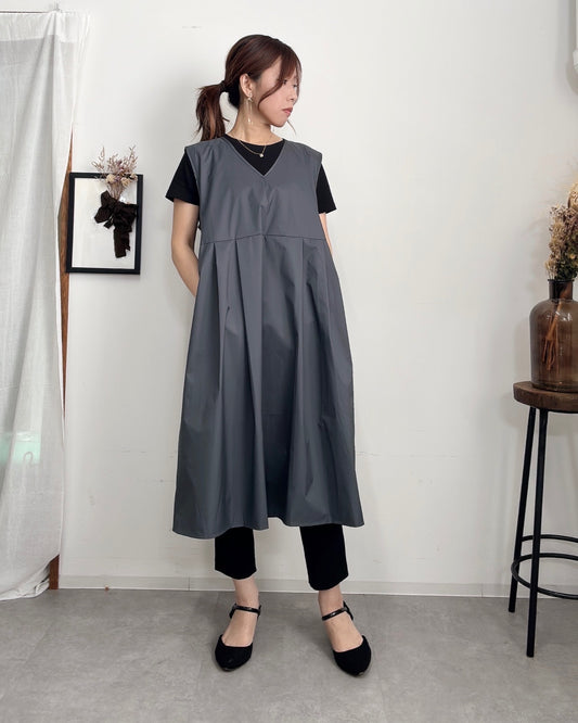 防水 ジャンスカエプロンドレス Dark Gray