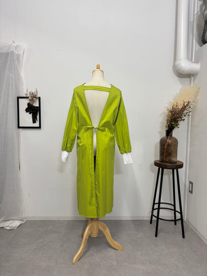 防水 長袖エプロンドレス Lime