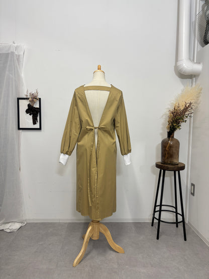 防水 長袖エプロンドレス Camel