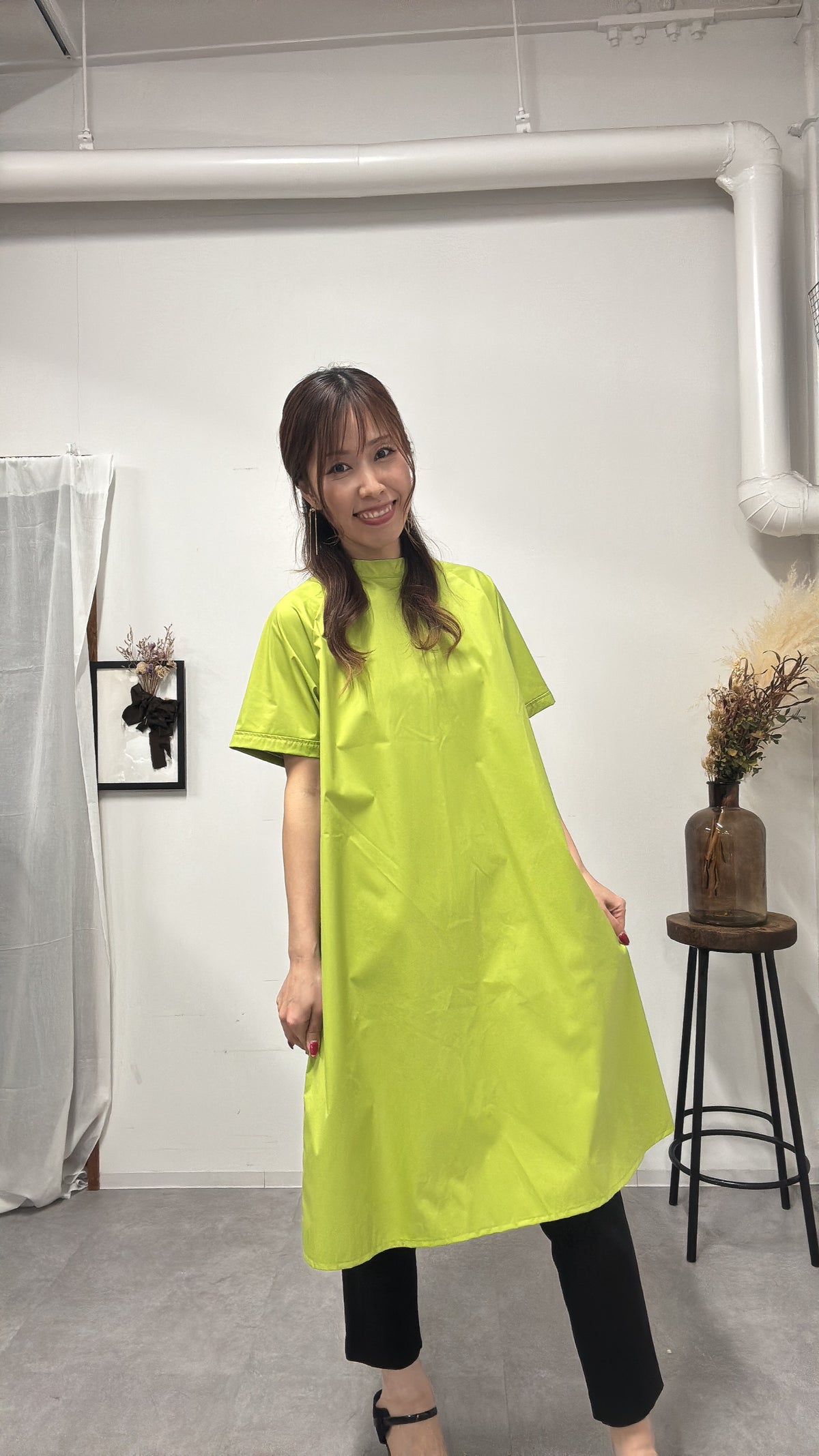 防水 半袖エプロンドレス Lime
