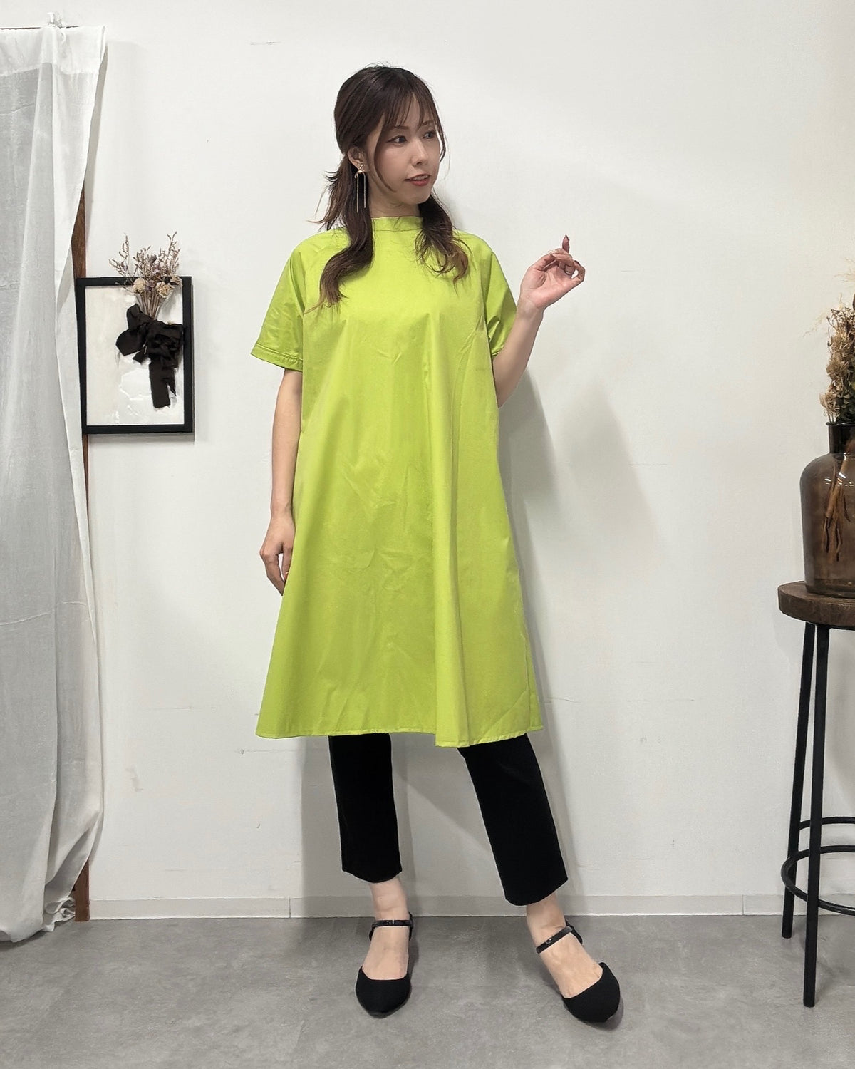 防水 半袖エプロンドレス Lime