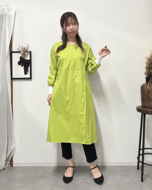 防水 長袖エプロンドレス Lime